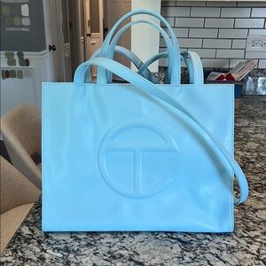 Telfar Blue Tote Bag Structured Minimalist Design